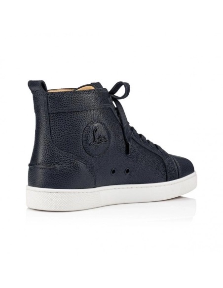 Discount Christian Louboutin Louis High-Top Sneakers Grained Calf Leather Marine, Cheap Christian Louboutin Shoes Outlet Online