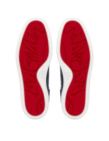 Discount Christian Louboutin Louis High-Top Sneakers Grained Calf Leather Marine, Cheap Christian Louboutin Shoes Outlet Online
