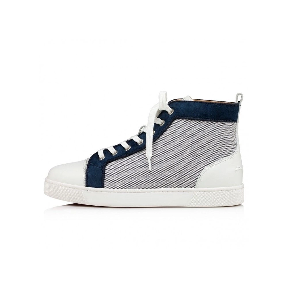 Knockoff Christian Louboutin Louis High-Top Sneakers Calf LeatherFabric Marine, Replica Christian Louboutin Shoes