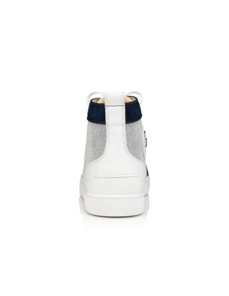 Knockoff Christian Louboutin Louis High-Top Sneakers Calf LeatherFabric Marine, Replica Christian Louboutin Shoes