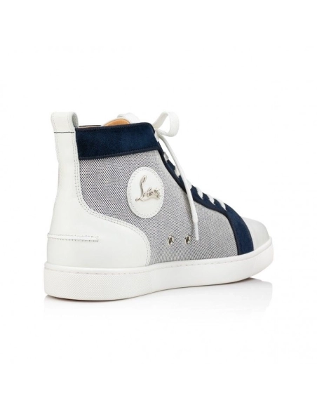 Knockoff Christian Louboutin Louis High-Top Sneakers Calf LeatherFabric Marine, Replica Christian Louboutin Shoes