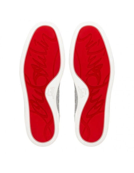 Knockoff Christian Louboutin Louis High-Top Sneakers Calf LeatherFabric Marine, Replica Christian Louboutin Shoes