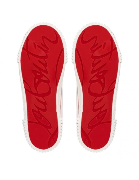 Fake Christian Louboutin Pedro High-top Sneakers Canva White, Knockoff Christian Louboutin Shoes