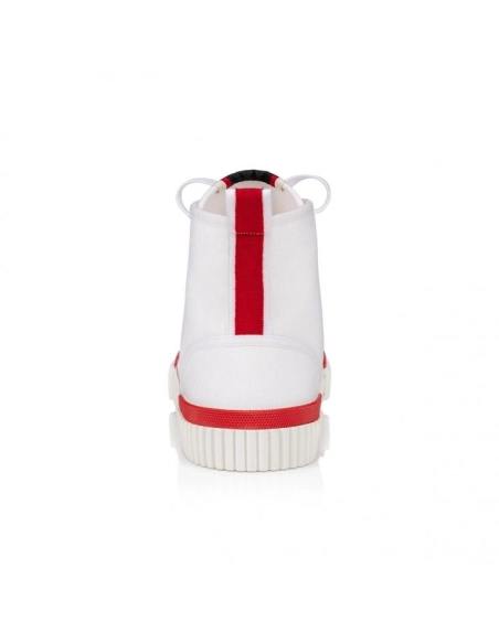 Fake Christian Louboutin Pedro High-top Sneakers Canva White, Knockoff Christian Louboutin Shoes