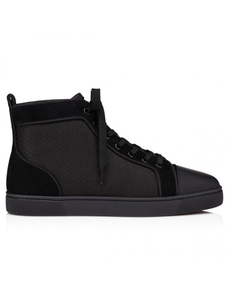Replica Christian Louboutin Louis High-Top Sneakers Patent Calf Leather Black, Fake Christian Louboutin Shoes