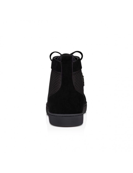Replica Christian Louboutin Louis High-Top Sneakers Patent Calf Leather Black, Fake Christian Louboutin Shoes