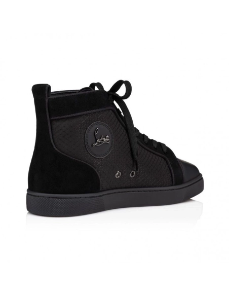 Replica Christian Louboutin Louis High-Top Sneakers Patent Calf Leather Black, Fake Christian Louboutin Shoes