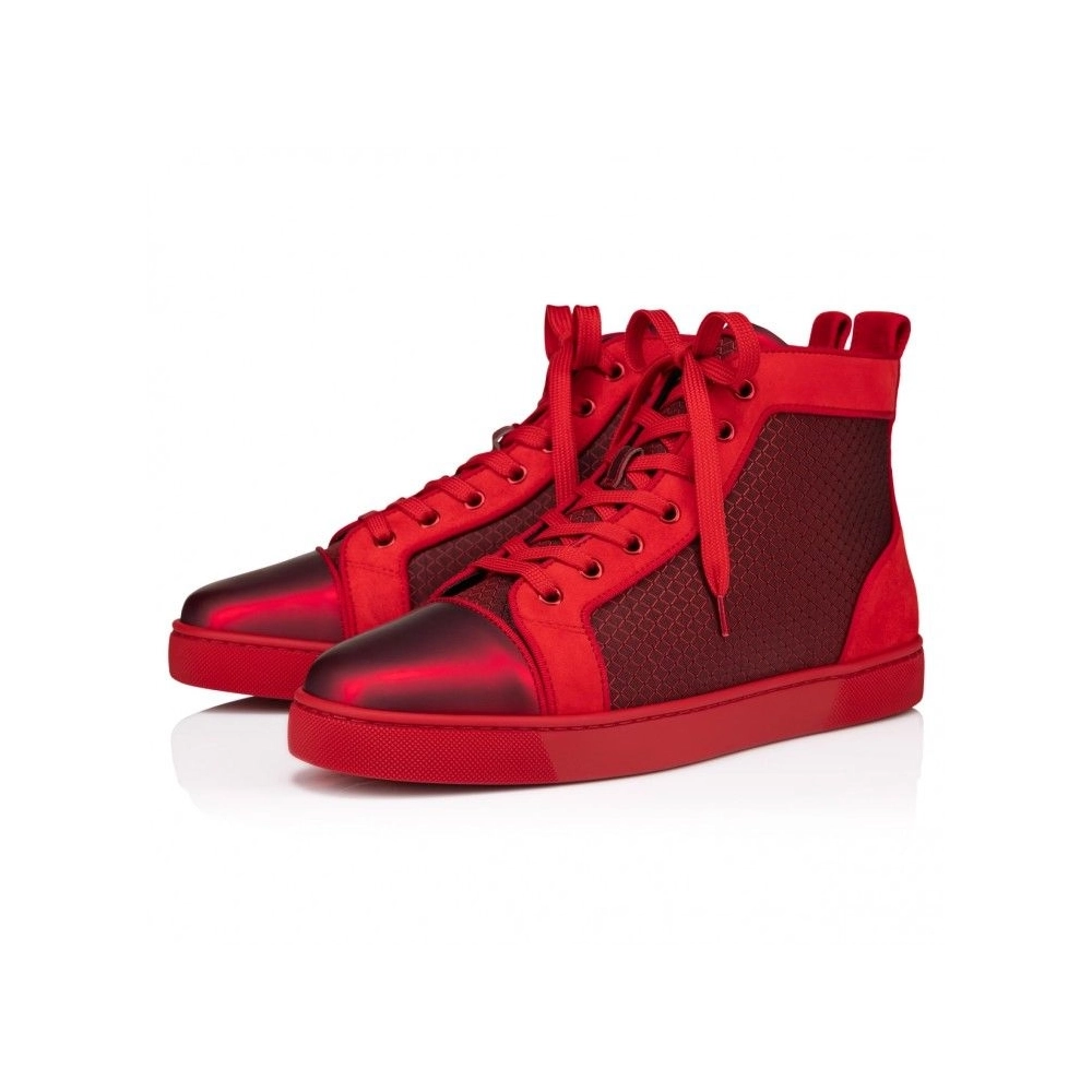 Fake Christian Louboutin Louis High-Top Sneakers Patent Calf Leather Loubi, Knockoff Christian Louboutin Shoes