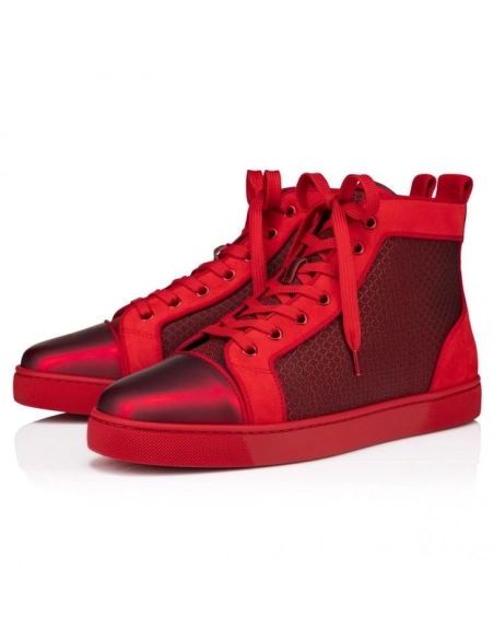 Fake Christian Louboutin Louis High-Top Sneakers Patent Calf Leather Loubi, Knockoff Christian Louboutin Shoes