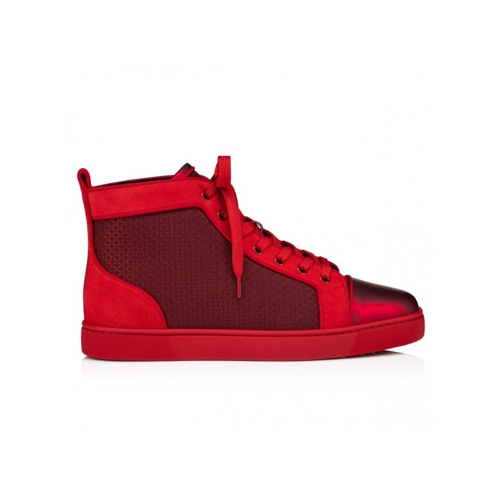 Fake Christian Louboutin Louis High-Top Sneakers Patent Calf Leather Loubi, Knockoff Christian Louboutin Shoes