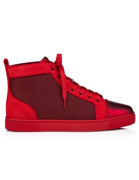 Fake Christian Louboutin Louis High-Top Sneakers Patent Calf Leather Loubi, Knockoff Christian Louboutin Shoes