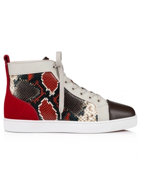 Replica Christian Louboutin Louis High-Top Sneakers Calf Leather Embossed Multicolor, Fake Christian Louboutin Shoes