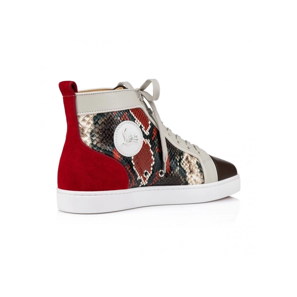 Replica Christian Louboutin Louis High-Top Sneakers Calf Leather Embossed Multicolor, Fake Christian Louboutin Shoes