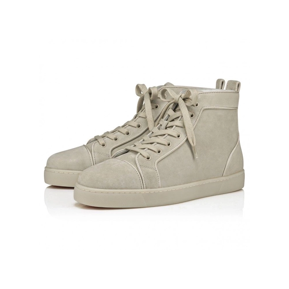 Knockoff Christian Louboutin Louis High-Top Sneakers Veau Velours Albatre, Replica Christian Louboutin Shoes