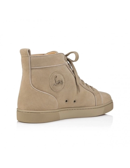 Replica Christian Louboutin Louis High-Top Sneakers Veau Velours Saharienne, Knockoff Christian Louboutin Shoes