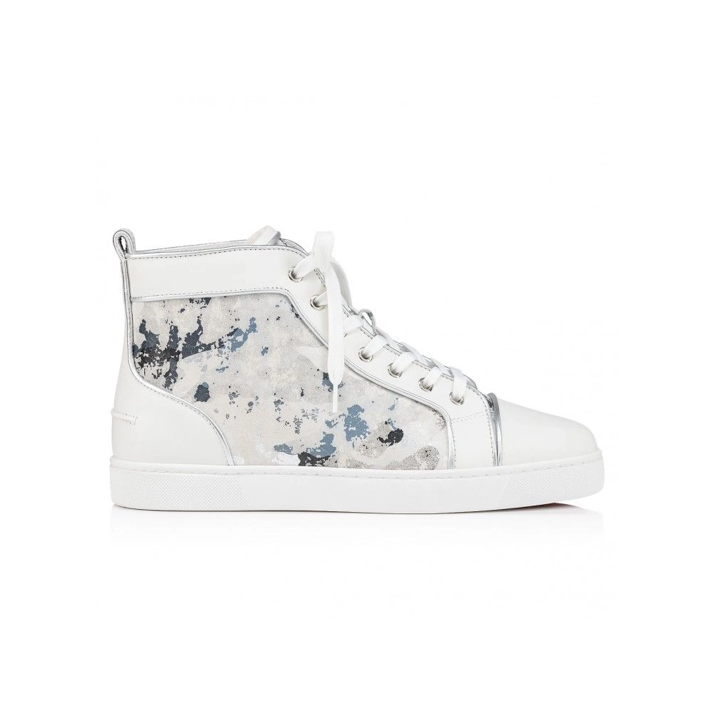 Fake Christian Louboutin Louis High-Top Sneakers Calf Leather White, Replica Christian Louboutin Shoes