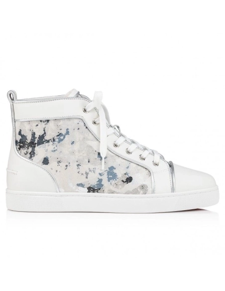 Fake Christian Louboutin Louis High-Top Sneakers Calf Leather White, Replica Christian Louboutin Shoes