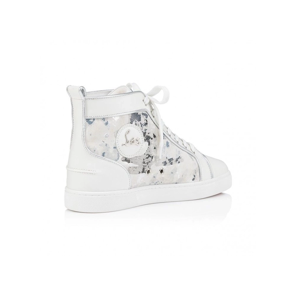 Fake Christian Louboutin Louis High-Top Sneakers Calf Leather White, Replica Christian Louboutin Shoes