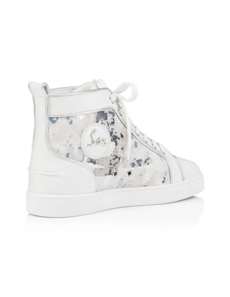Fake Christian Louboutin Louis High-Top Sneakers Calf Leather White, Replica Christian Louboutin Shoes