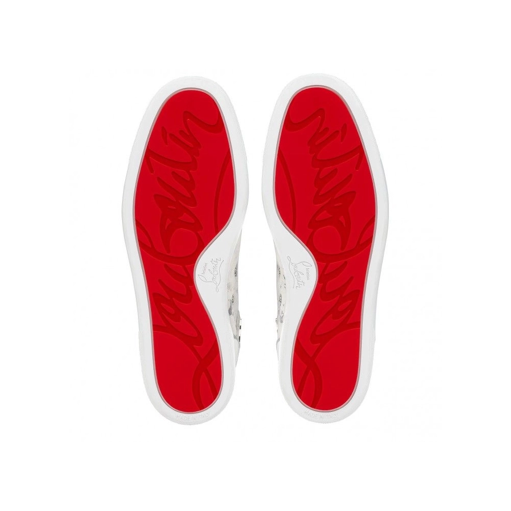 Fake Christian Louboutin Louis High-Top Sneakers Calf Leather White, Replica Christian Louboutin Shoes