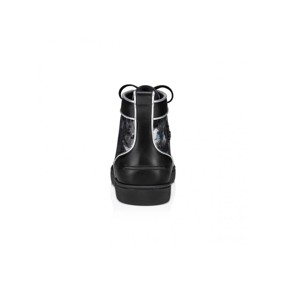 Discount Christian Louboutin Louis High-Top Sneakers Calf Leather Black, Cheap Christian Louboutin Shoes for Sale