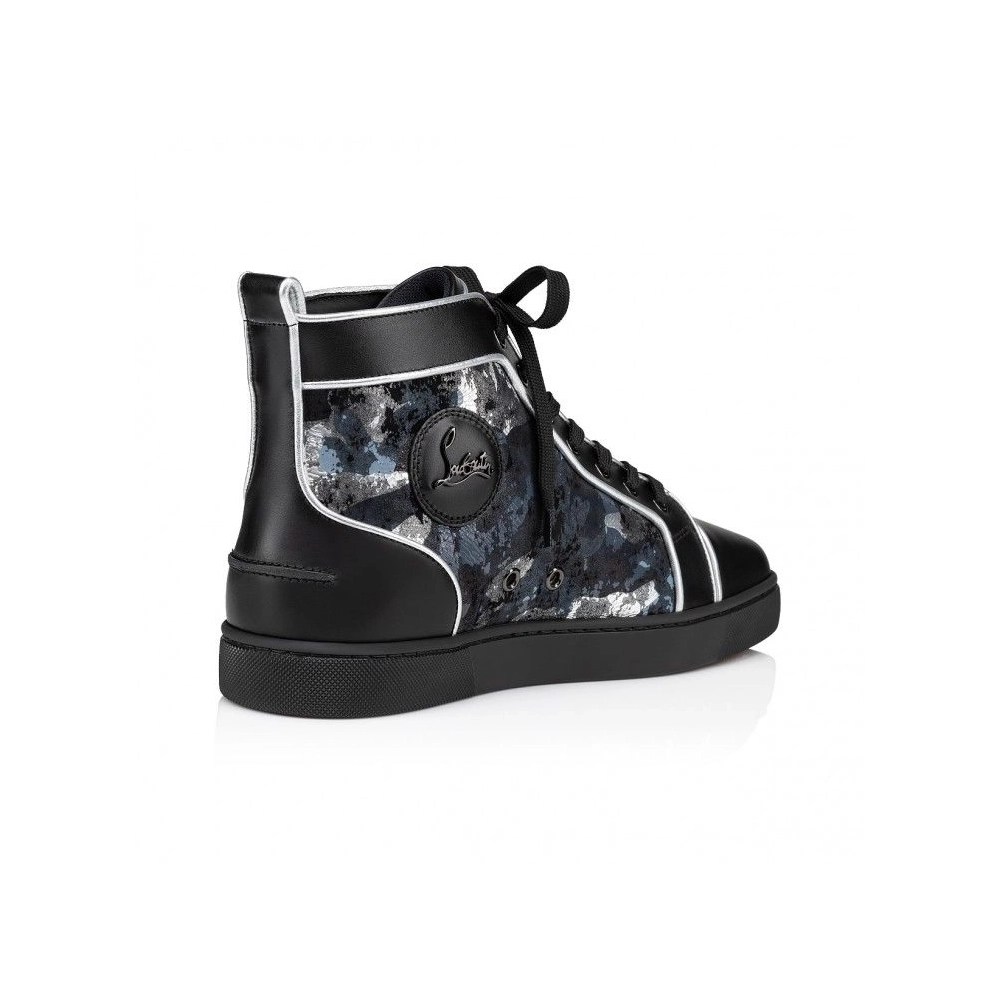 Discount Christian Louboutin Louis High-Top Sneakers Calf Leather Black, Cheap Christian Louboutin Shoes for Sale