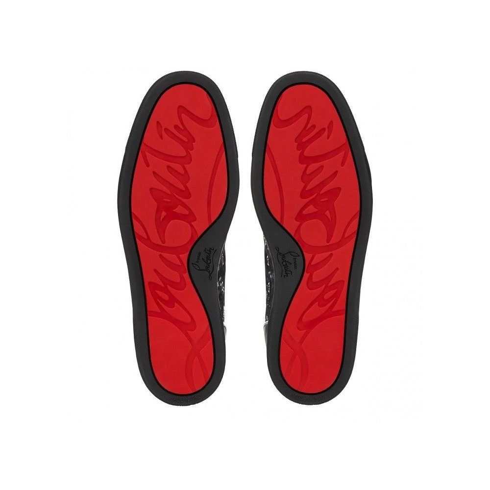 Discount Christian Louboutin Louis High-Top Sneakers Calf Leather Black, Cheap Christian Louboutin Shoes for Sale