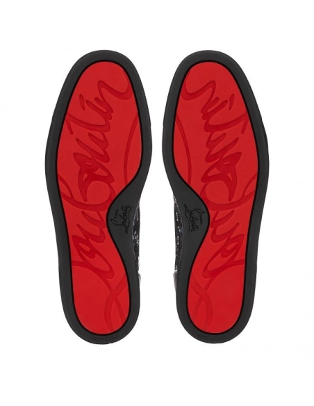 Discount Christian Louboutin Louis High-Top Sneakers Calf Leather Black, Cheap Christian Louboutin Shoes for Sale