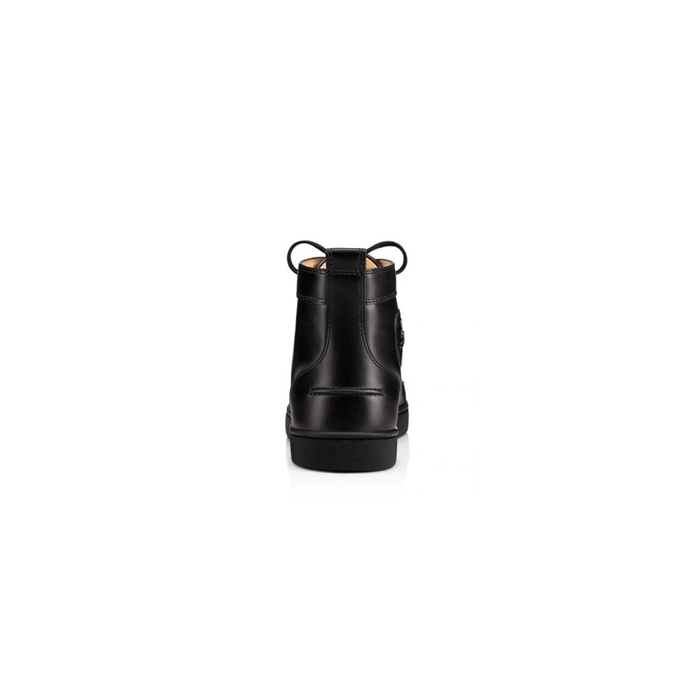 Christian Louboutin High-top Louis Spikes Black Calf Sneaker