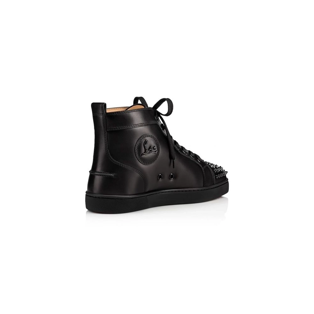 Christian Louboutin High-top Louis Spikes Black Calf Sneaker