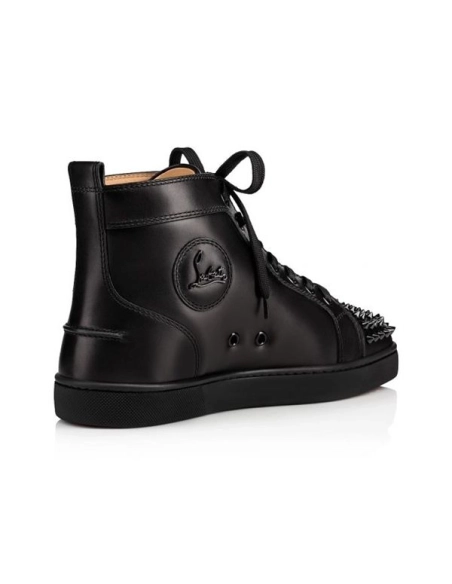 Christian Louboutin High-top Louis Spikes Black Calf Sneaker