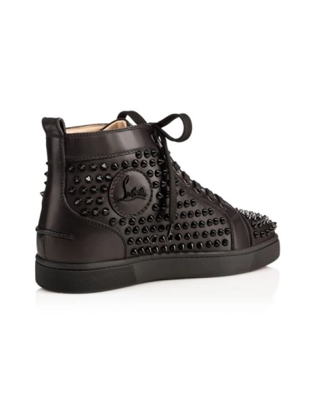 cheap Christian Louboutin High-top Louis Black black bk Calf Sneaker sale