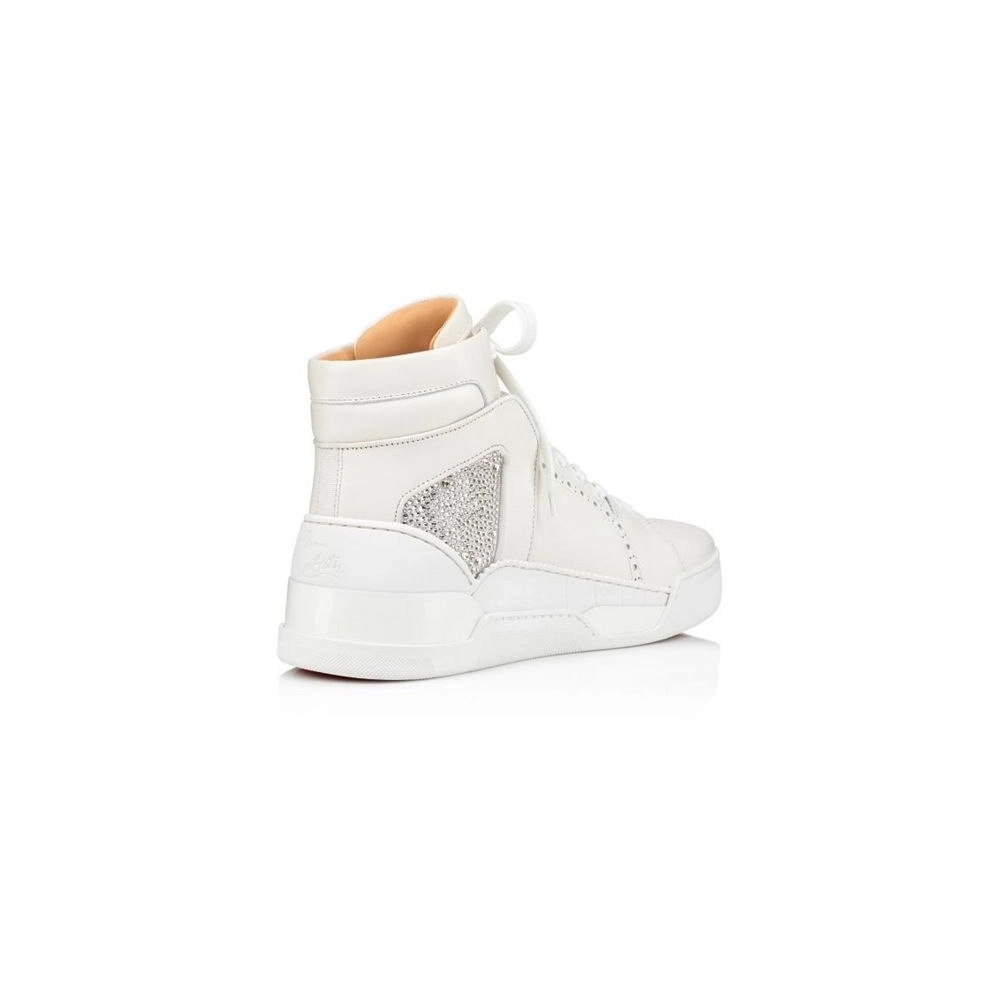 cheap Christian Louboutin High-top Loubikick Version White Calf sale