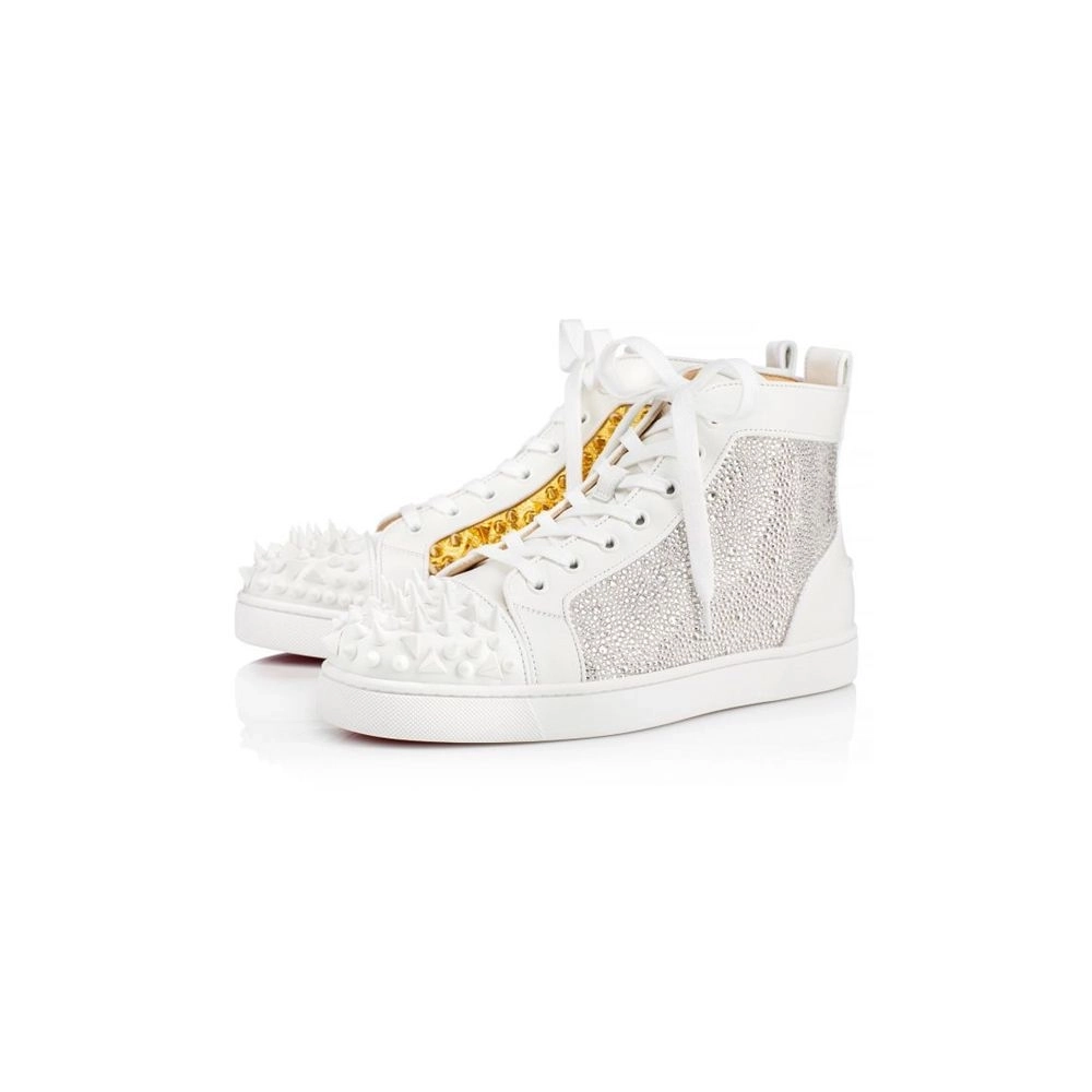 cheap Christian Louboutin High-top No Limit Flat Latte gold Calf Sneaker sale