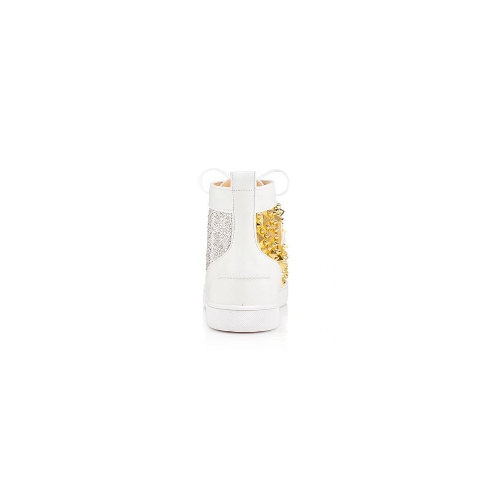 cheap Christian Louboutin High-top No Limit Flat Latte gold Calf Sneaker sale