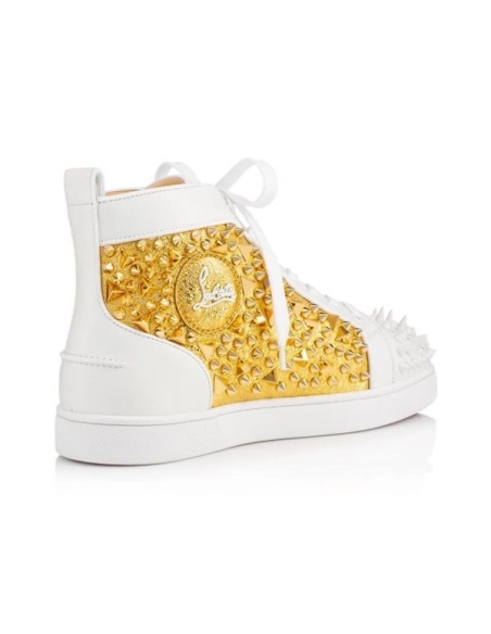 cheap Christian Louboutin High-top No Limit Flat Latte gold Calf Sneaker sale