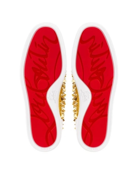 cheap Christian Louboutin High-top No Limit Flat Latte gold Calf Sneaker sale