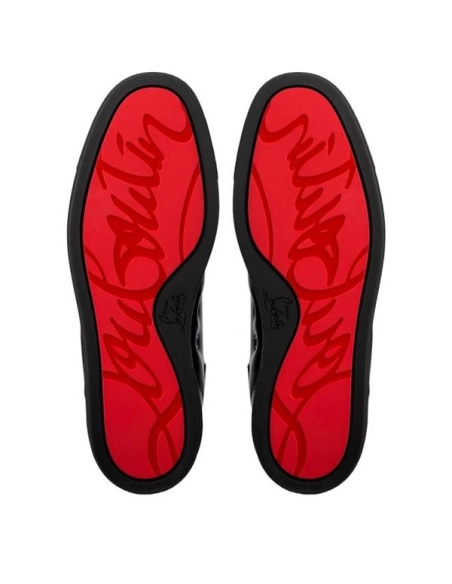 cheap Christian Louboutin High-top Louis Spikes Black black bk Calf Sneaker sale