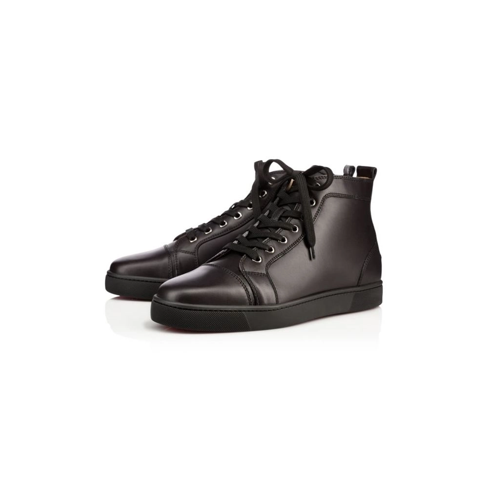 cheap Christian Louboutin High-top Louis Spikes Black black Calf Sneaker sale