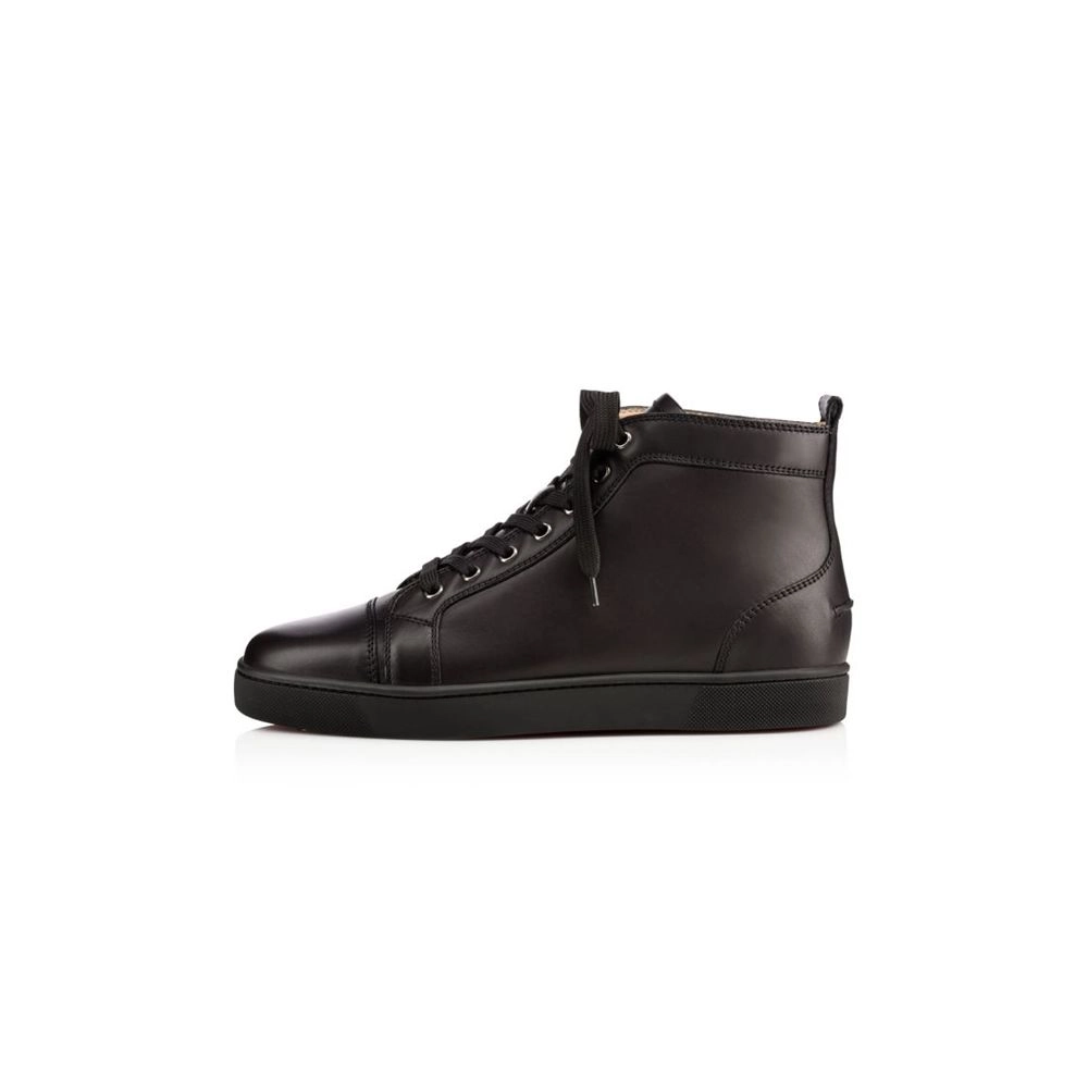 cheap Christian Louboutin High-top Louis Spikes Black black Calf Sneaker sale