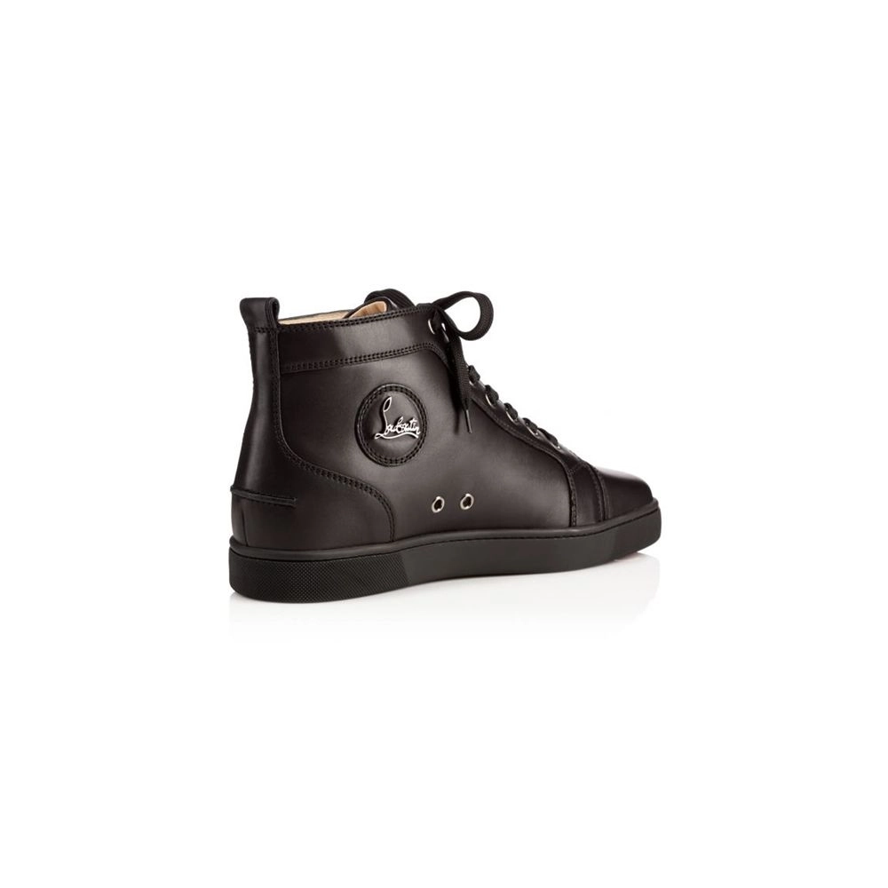 cheap Christian Louboutin High-top Louis Spikes Black black Calf Sneaker sale
