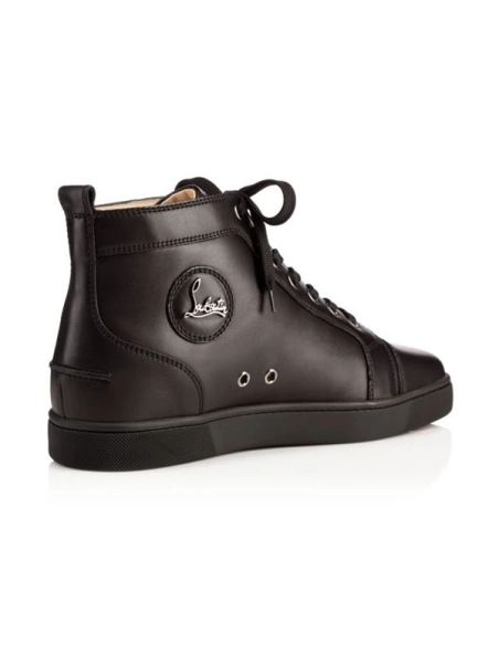 cheap Christian Louboutin High-top Louis Spikes Black black Calf Sneaker sale