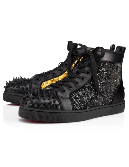 cheap Christian Louboutin High-top No Limit Flat Black gold Calf sale