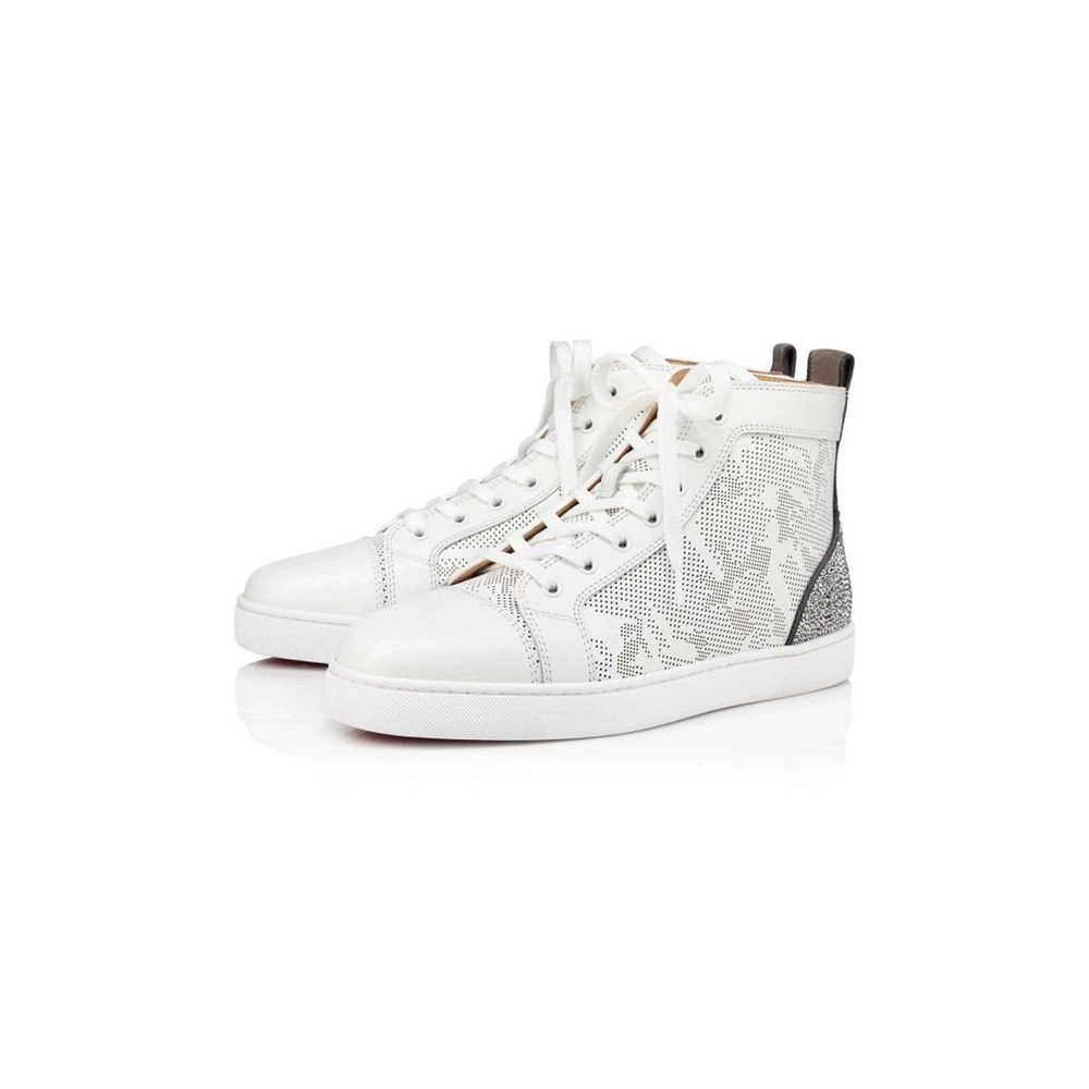 cheap Christian Louboutin High-top Louis SP Strass Version White Calf sale