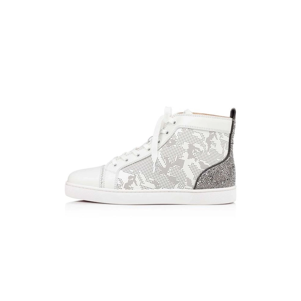 cheap Christian Louboutin High-top Louis SP Strass Version White Calf sale