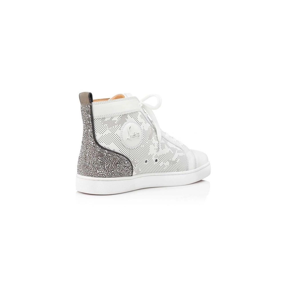 cheap Christian Louboutin High-top Louis SP Strass Version White Calf sale