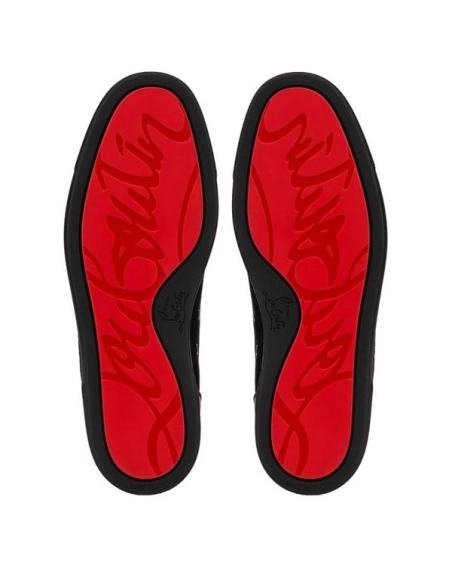 cheap Christian Louboutin High-top Lou Spikes Orlato Flat Black black Gun Calf sale