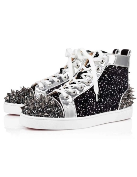 cheap Christian Louboutin High-top Lou Pik Pik 2 Black mix Black Suede sale