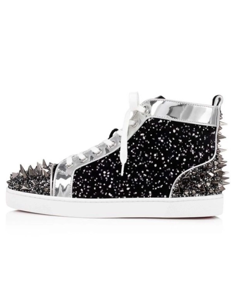 cheap Christian Louboutin High-top Lou Pik Pik 2 Black mix Black Suede sale