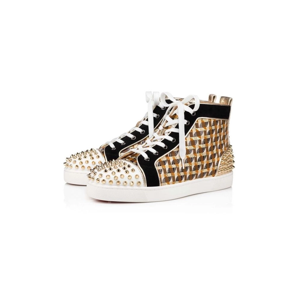 cheap Christian Louboutin High-top Lou Spikes 2 Version Multi Calf sale